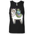 T-Shirts Black / S Kawaii Cute Llama Carrying Presents Men's Premium Tank Top