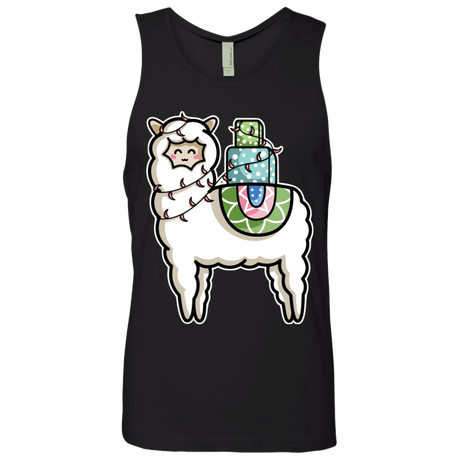 T-Shirts Black / S Kawaii Cute Llama Carrying Presents Men's Premium Tank Top