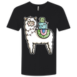 T-Shirts Black / X-Small Kawaii Cute Llama Carrying Presents Men's Premium V-Neck