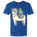 T-Shirts Royal / X-Small Kawaii Cute Llama Carrying Presents Men's Premium V-Neck