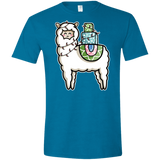 T-Shirts Antique Sapphire / S Kawaii Cute Llama Carrying Presents Men's Semi-Fitted Softstyle