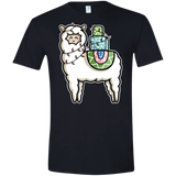 T-Shirts Black / X-Small Kawaii Cute Llama Carrying Presents Men's Semi-Fitted Softstyle