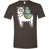 T-Shirts Dark Chocolate / S Kawaii Cute Llama Carrying Presents Men's Semi-Fitted Softstyle