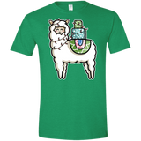 T-Shirts Heather Irish Green / M Kawaii Cute Llama Carrying Presents Men's Semi-Fitted Softstyle