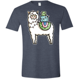T-Shirts Heather Navy / S Kawaii Cute Llama Carrying Presents Men's Semi-Fitted Softstyle