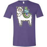 T-Shirts Heather Purple / S Kawaii Cute Llama Carrying Presents Men's Semi-Fitted Softstyle
