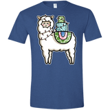 T-Shirts Heather Royal / X-Small Kawaii Cute Llama Carrying Presents Men's Semi-Fitted Softstyle