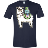 T-Shirts Navy / X-Small Kawaii Cute Llama Carrying Presents Men's Semi-Fitted Softstyle