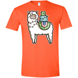 T-Shirts Orange / S Kawaii Cute Llama Carrying Presents Men's Semi-Fitted Softstyle