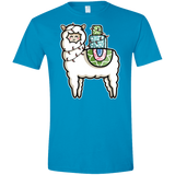 T-Shirts Sapphire / S Kawaii Cute Llama Carrying Presents Men's Semi-Fitted Softstyle