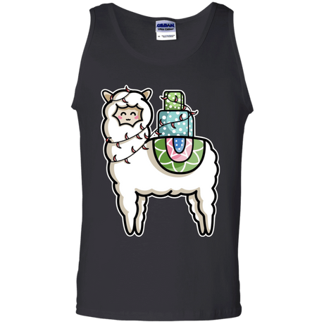 T-Shirts Black / S Kawaii Cute Llama Carrying Presents Men's Tank Top