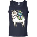 T-Shirts Navy / S Kawaii Cute Llama Carrying Presents Men's Tank Top