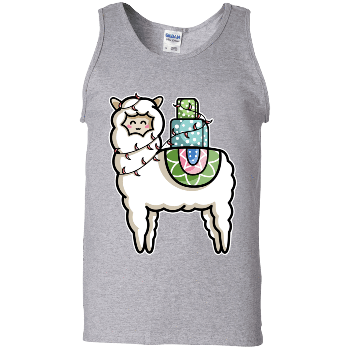 T-Shirts Sport Grey / S Kawaii Cute Llama Carrying Presents Men's Tank Top