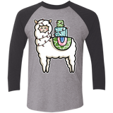 T-Shirts Premium Heather/Vintage Black / X-Small Kawaii Cute Llama Carrying Presents Men's Triblend 3/4 Sleeve