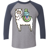 T-Shirts Premium Heather/Vintage Navy / X-Small Kawaii Cute Llama Carrying Presents Men's Triblend 3/4 Sleeve
