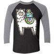 T-Shirts Vintage Black/Premium Heather / X-Small Kawaii Cute Llama Carrying Presents Men's Triblend 3/4 Sleeve