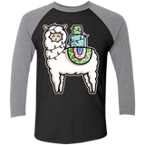 T-Shirts Vintage Black/Premium Heather / X-Small Kawaii Cute Llama Carrying Presents Men's Triblend 3/4 Sleeve