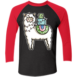 T-Shirts Vintage Black/Vintage Red / X-Small Kawaii Cute Llama Carrying Presents Men's Triblend 3/4 Sleeve