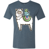T-Shirts Indigo / S Kawaii Cute Llama Carrying Presents Men's Triblend T-Shirt