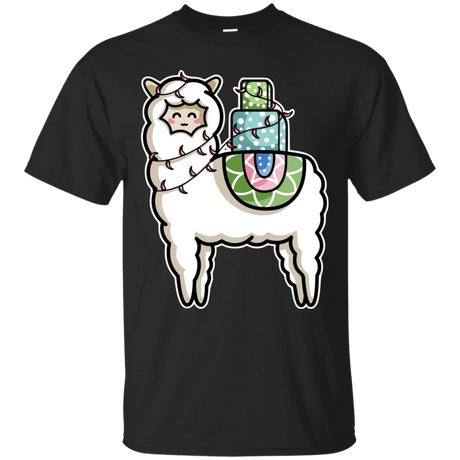 T-Shirts Black / S Kawaii Cute Llama Carrying Presents T-Shirt