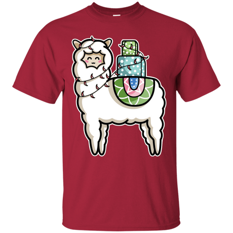 T-Shirts Cardinal / S Kawaii Cute Llama Carrying Presents T-Shirt