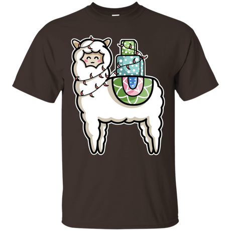 T-Shirts Dark Chocolate / S Kawaii Cute Llama Carrying Presents T-Shirt