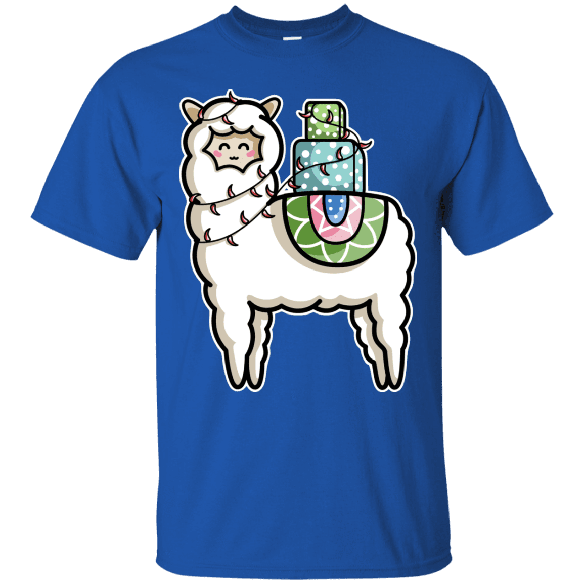 T-Shirts Royal / S Kawaii Cute Llama Carrying Presents T-Shirt