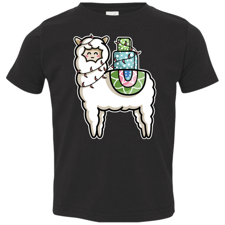 T-Shirts Black / 2T Kawaii Cute Llama Carrying Presents Toddler Premium T-Shirt