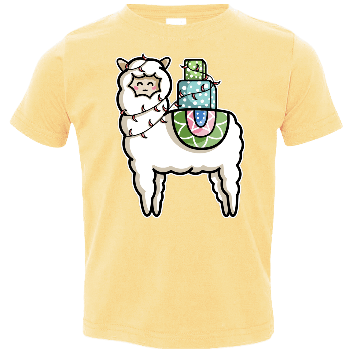 T-Shirts Butter / 2T Kawaii Cute Llama Carrying Presents Toddler Premium T-Shirt