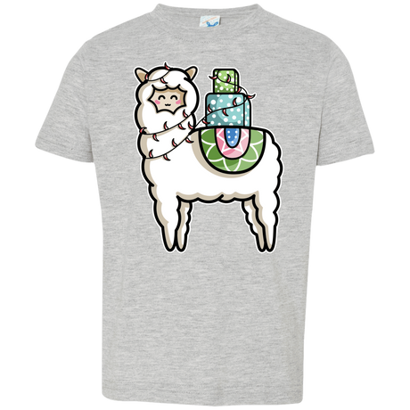 T-Shirts Heather Grey / 2T Kawaii Cute Llama Carrying Presents Toddler Premium T-Shirt