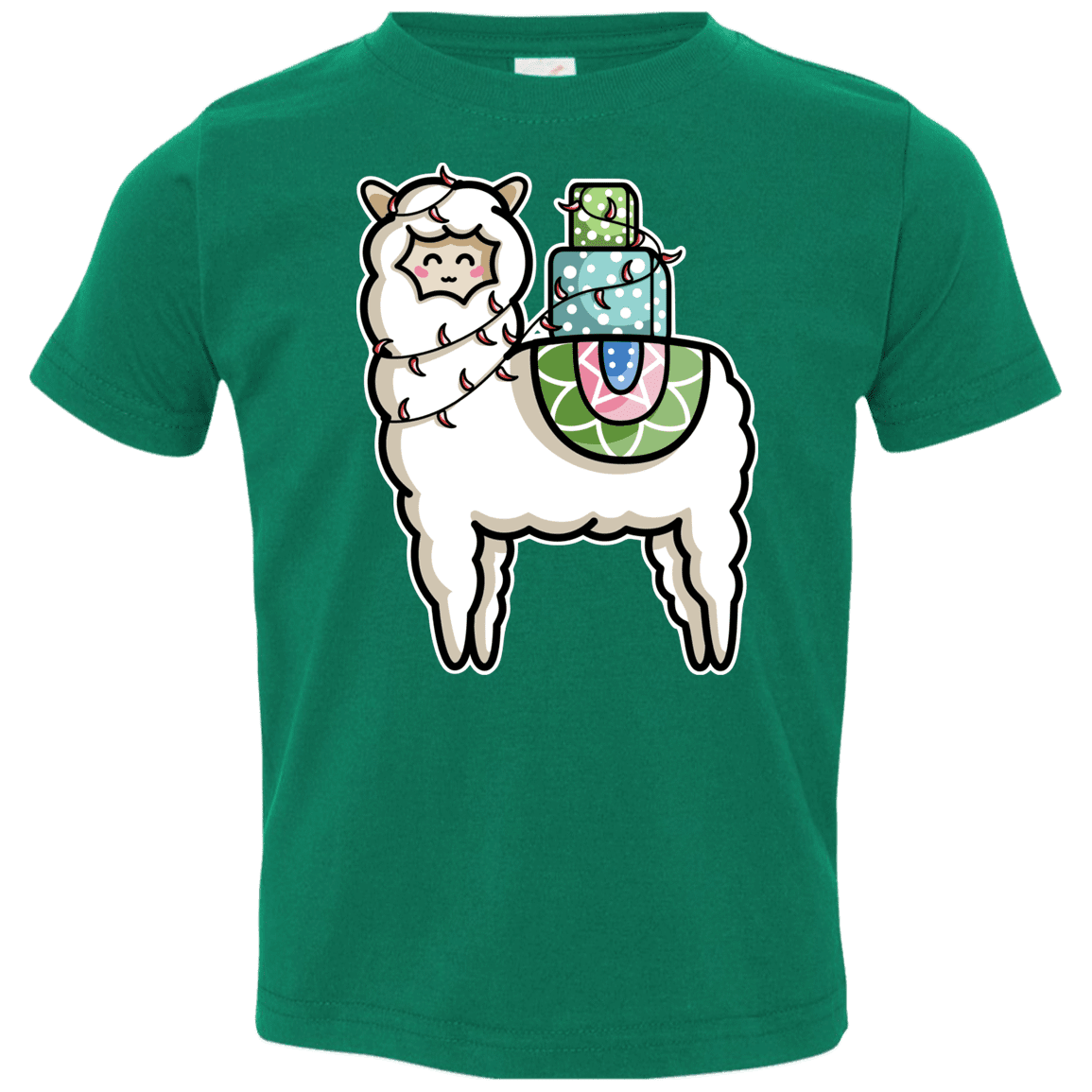 T-Shirts Kelly / 2T Kawaii Cute Llama Carrying Presents Toddler Premium T-Shirt