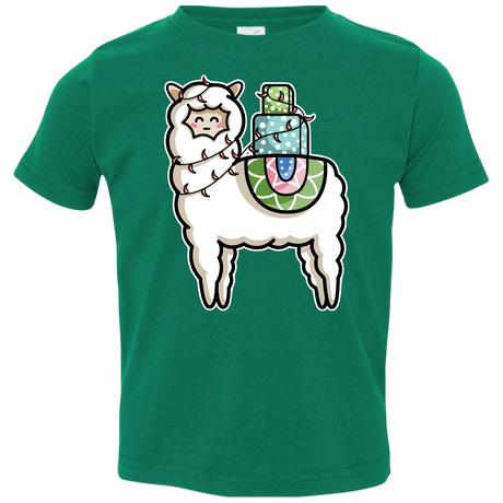 T-Shirts Kelly / 2T Kawaii Cute Llama Carrying Presents Toddler Premium T-Shirt