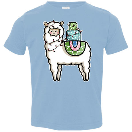 T-Shirts Light Blue / 2T Kawaii Cute Llama Carrying Presents Toddler Premium T-Shirt