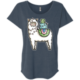 T-Shirts Indigo / X-Small Kawaii Cute Llama Carrying Presents Triblend Dolman Sleeve