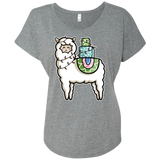T-Shirts Premium Heather / X-Small Kawaii Cute Llama Carrying Presents Triblend Dolman Sleeve