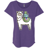 T-Shirts Purple Rush / X-Small Kawaii Cute Llama Carrying Presents Triblend Dolman Sleeve