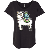 T-Shirts Vintage Black / X-Small Kawaii Cute Llama Carrying Presents Triblend Dolman Sleeve