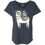 T-Shirts Vintage Navy / X-Small Kawaii Cute Llama Carrying Presents Triblend Dolman Sleeve