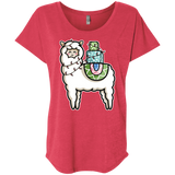 T-Shirts Vintage Red / X-Small Kawaii Cute Llama Carrying Presents Triblend Dolman Sleeve