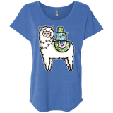 T-Shirts Vintage Royal / X-Small Kawaii Cute Llama Carrying Presents Triblend Dolman Sleeve