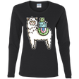 T-Shirts Black / S Kawaii Cute Llama Carrying Presents Women's Long Sleeve T-Shirt