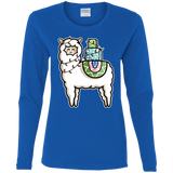 T-Shirts Royal / S Kawaii Cute Llama Carrying Presents Women's Long Sleeve T-Shirt