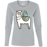 T-Shirts Sport Grey / S Kawaii Cute Llama Carrying Presents Women's Long Sleeve T-Shirt