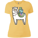 T-Shirts Banana Cream/ / X-Small Kawaii Cute Llama Carrying Presents Women's Premium T-Shirt