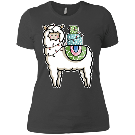 T-Shirts Heavy Metal / X-Small Kawaii Cute Llama Carrying Presents Women's Premium T-Shirt