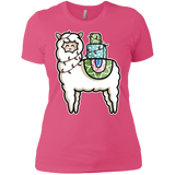 T-Shirts Hot Pink / X-Small Kawaii Cute Llama Carrying Presents Women's Premium T-Shirt