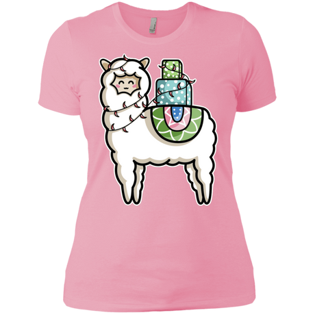 T-Shirts Light Pink / X-Small Kawaii Cute Llama Carrying Presents Women's Premium T-Shirt
