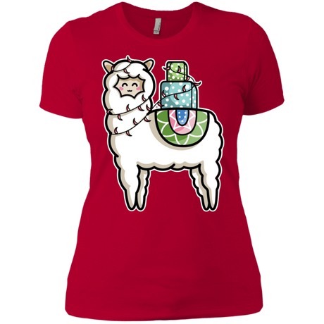 T-Shirts Red / X-Small Kawaii Cute Llama Carrying Presents Women's Premium T-Shirt