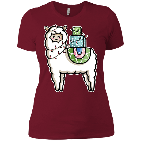 T-Shirts Scarlet / S Kawaii Cute Llama Carrying Presents Women's Premium T-Shirt
