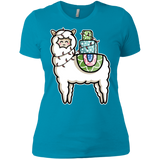 T-Shirts Turquoise / X-Small Kawaii Cute Llama Carrying Presents Women's Premium T-Shirt